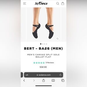 NEW SO Danca Men’s Black Canvas Split Sole Ballet Shoe Size 7